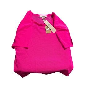PINK Victoria's Secret Mesh Sheer Neon Pink Cropped T Shirt Top XS